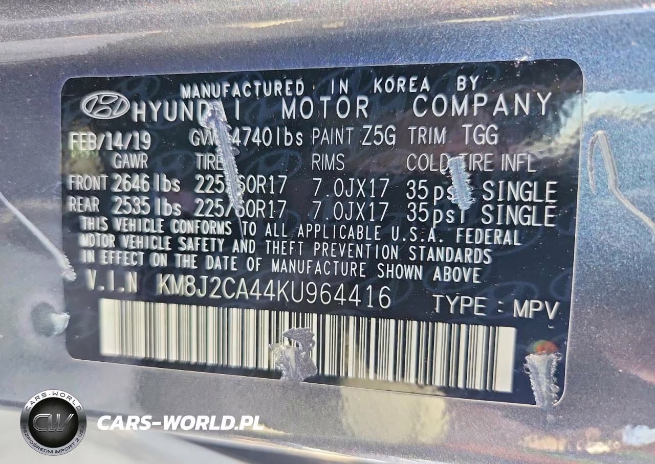 2019 Hyundai Tucson Se VIN:KM8J2CA44KU964416 - 13