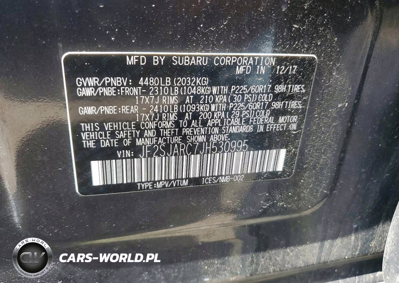 2018 Subaru Forester 2.5I Limited VIN:JF2SJARC7JH530995 - 13