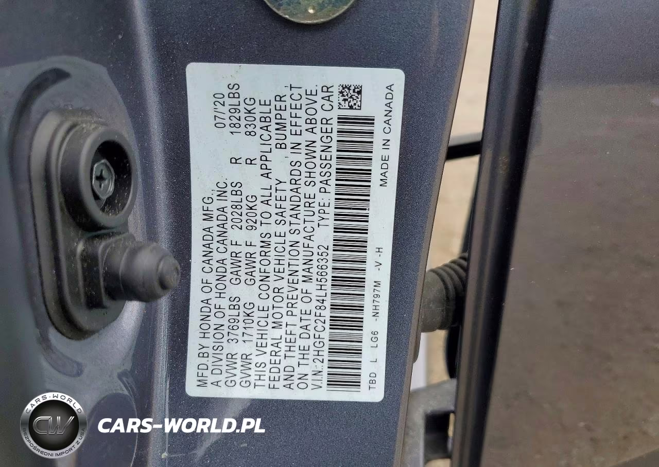 2020 Honda Civic Sport VIN:2HGFC2F84LH566352 - 12