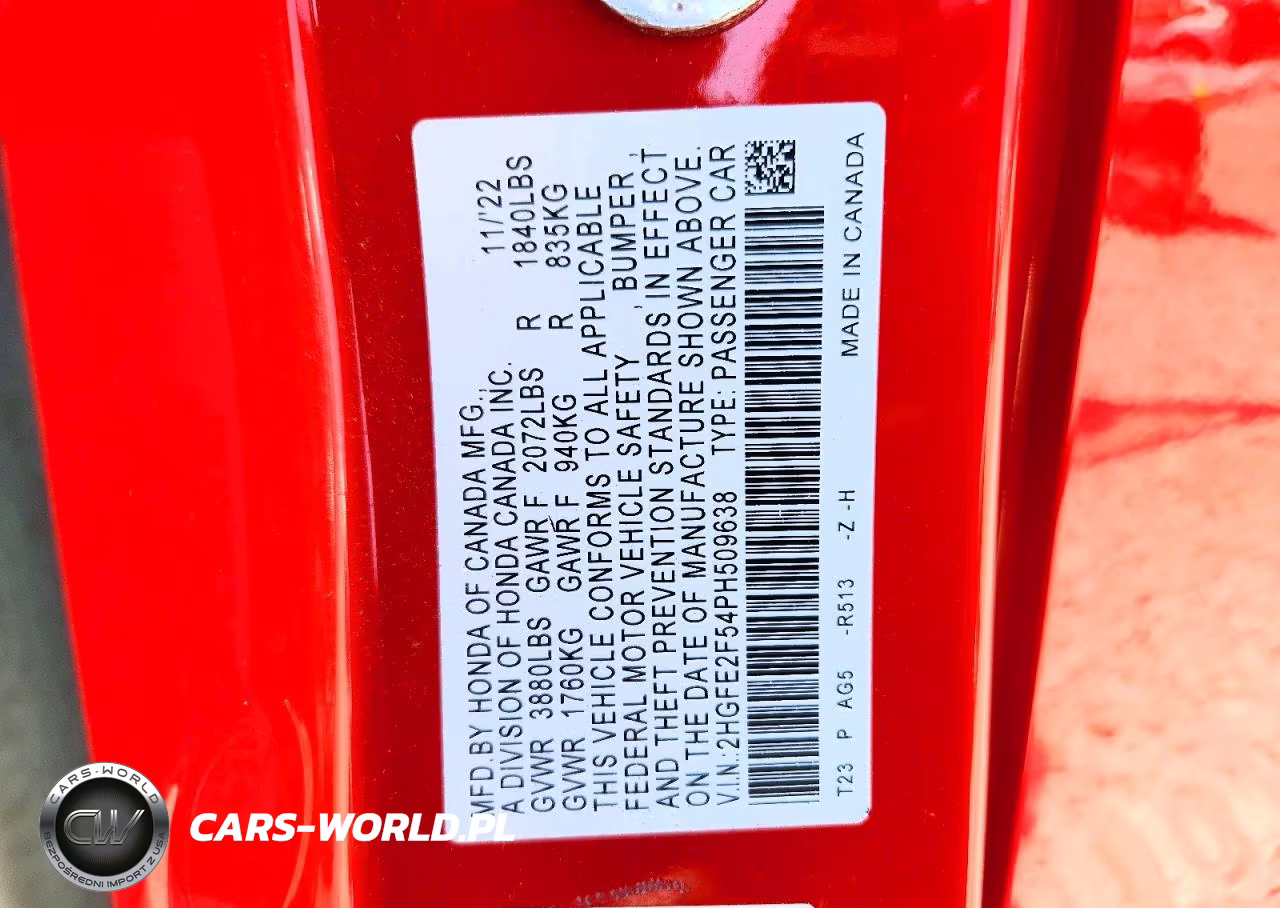 2023 Honda Civic Sport VIN:2HGFE2F54PH509638 - 13