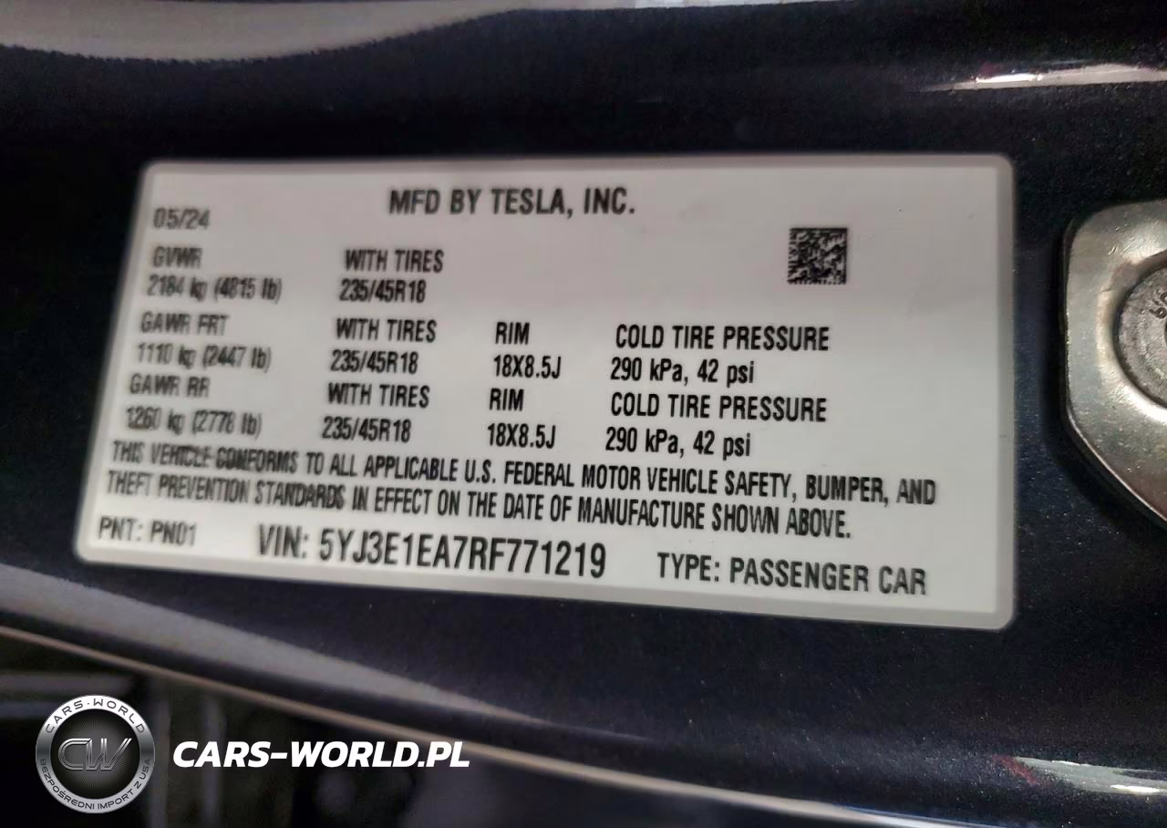 2024 Tesla Model 3 VIN:5YJ3E1EA7RF771219 - 12