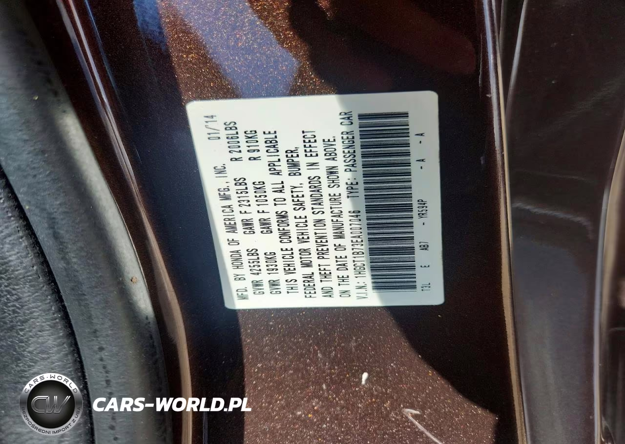 2014 Honda Accord Ex VIN:1HGCT1B73EA007046 - 12