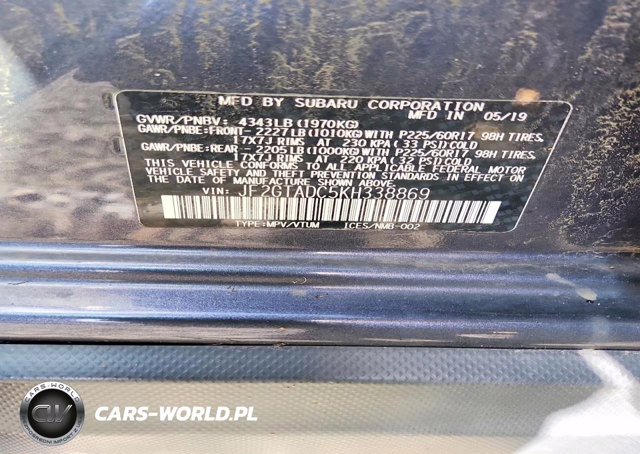 2019 Subaru Crosstrek Premium VIN:JF2GTADC5KH338869 - 12