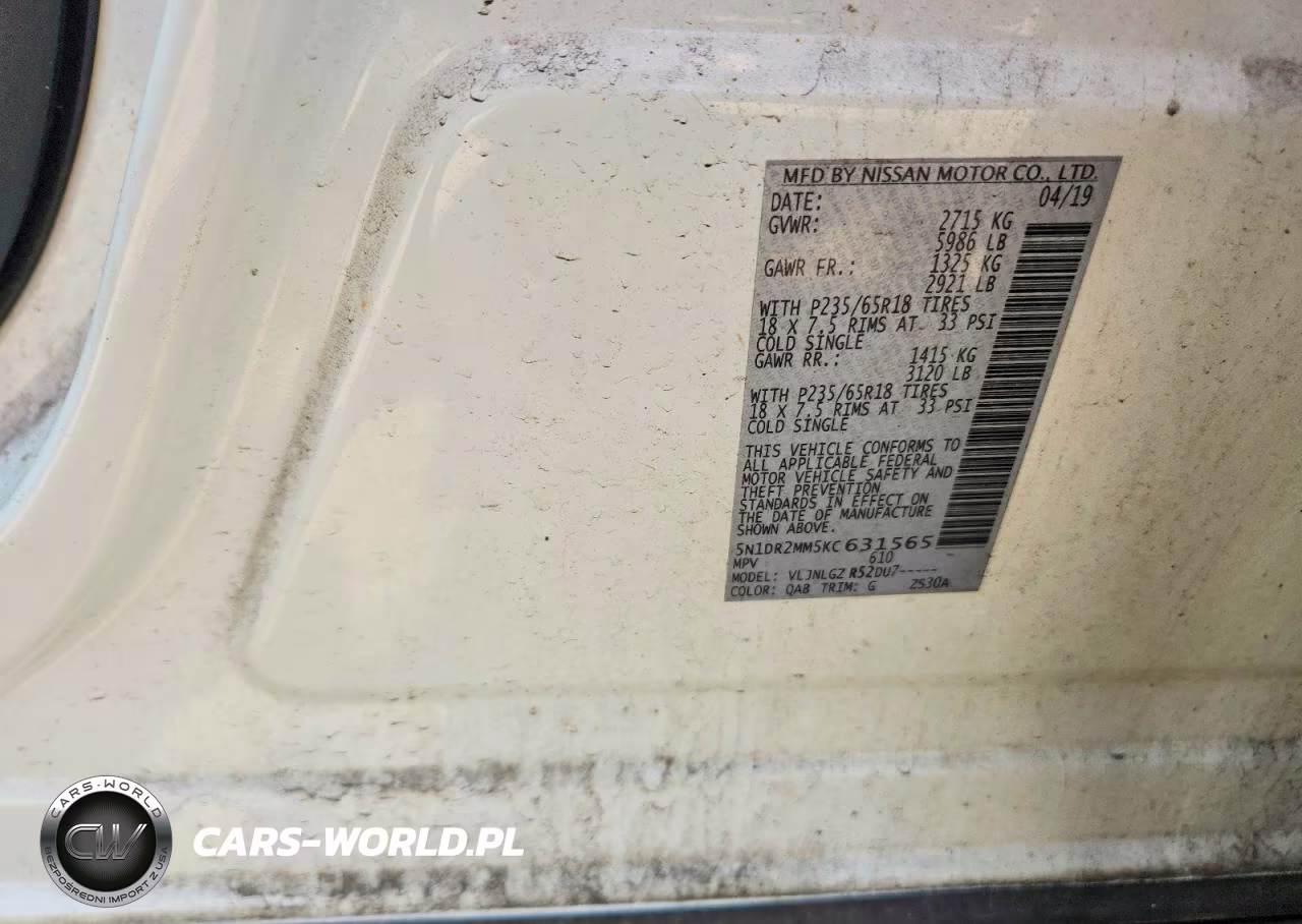 2019 Nissan Pathfinder Sl VIN:5N1DR2MM5KC631565 - 13