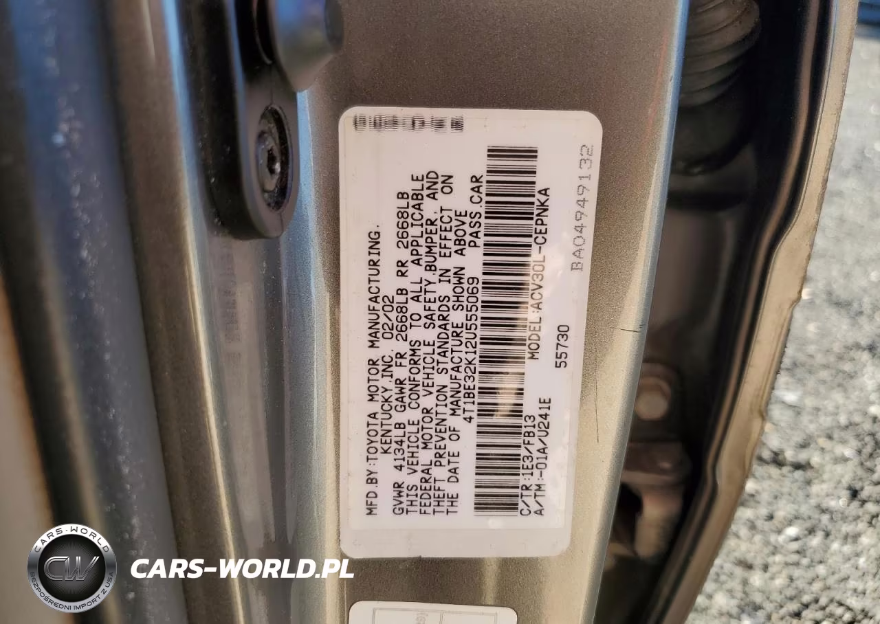 2002 Toyota Camry Le VIN:4T1BE32K12U555069 - 12