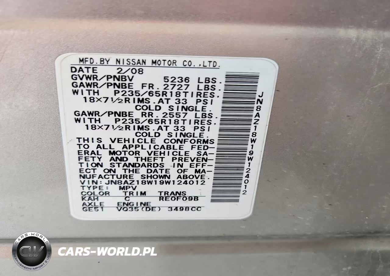 2009 Nissan Murano S VIN:JN8AZ18W19W124012 - 13