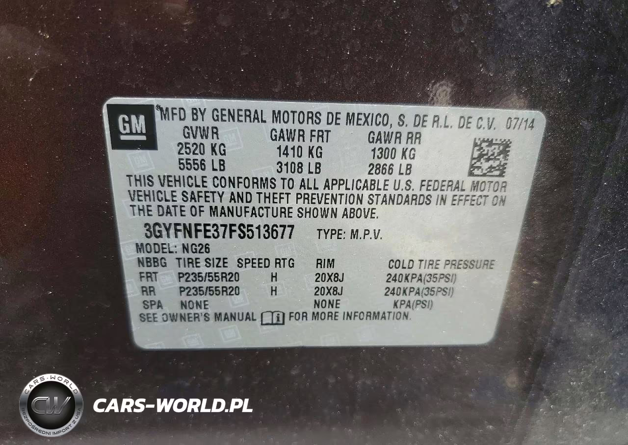 2015 Cadillac Srx Performance Collection VIN:3GYFNFE37FS513677 - 14