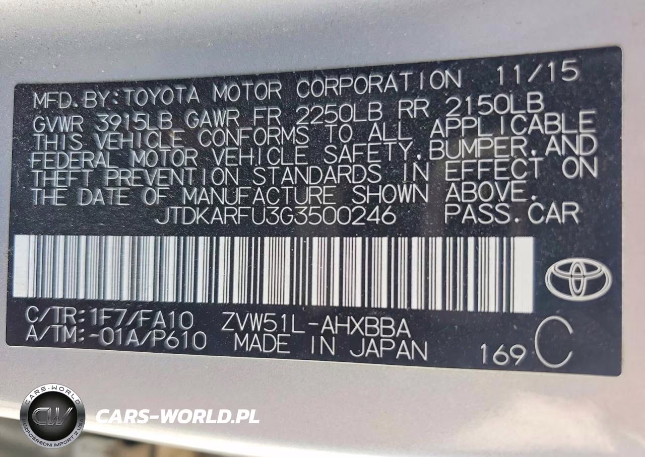 2016 Toyota Prius Two Eco VIN:JTDKARFU3G3500246 - 13