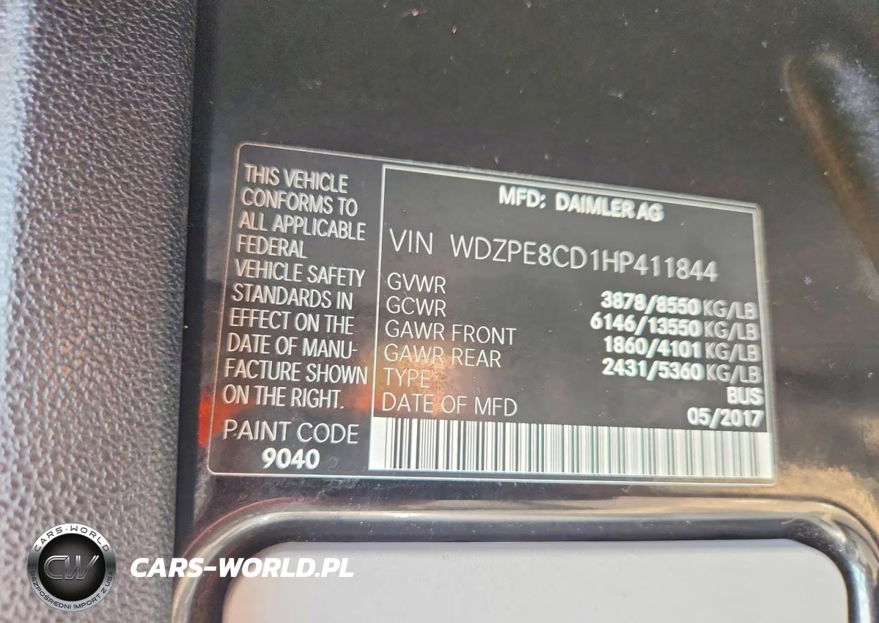 2017 Mercedes-Benz Sprinter 2500 VIN:WDZPE8CD1HP411844 - 13