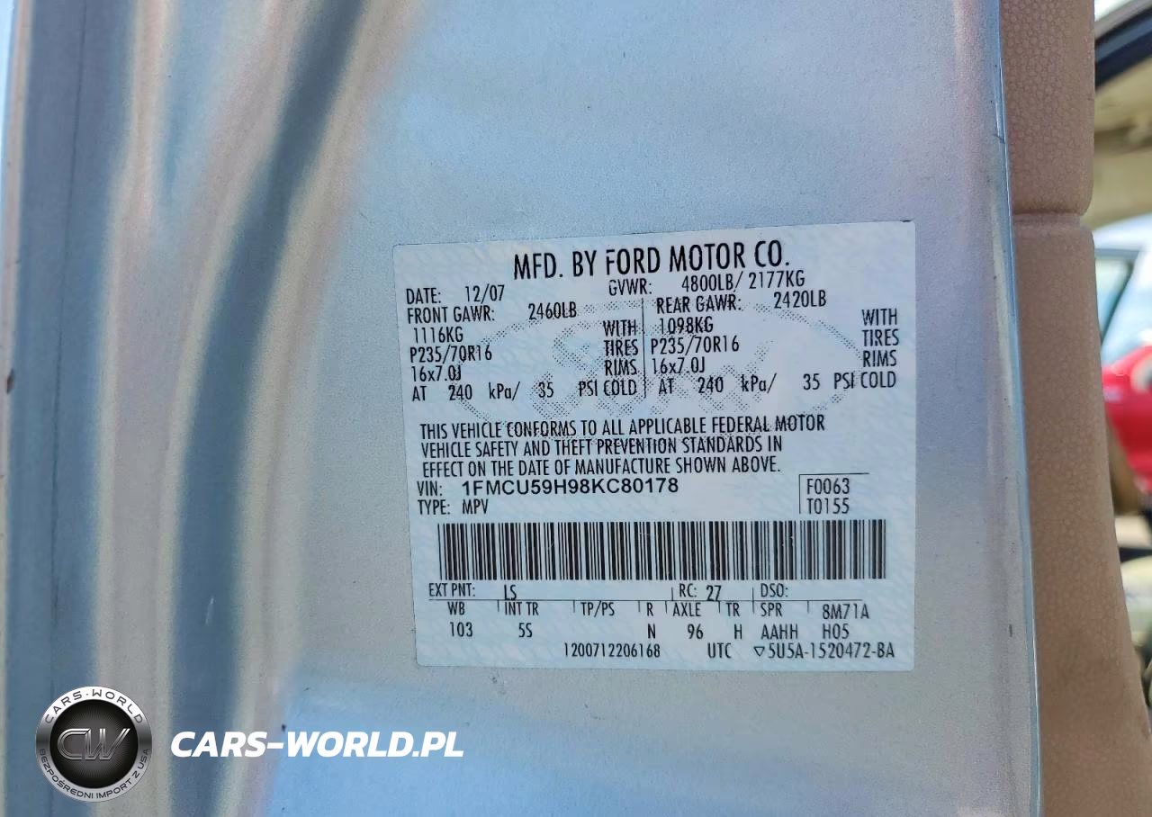 2008 Ford Escape Hev VIN:1FMCU59H98KC80178 - 13