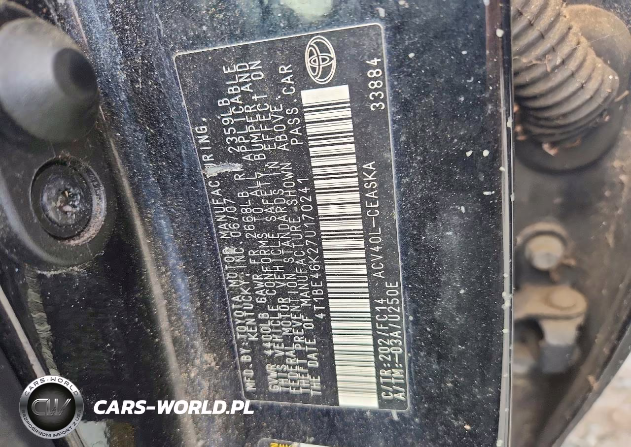 2007 Toyota Camry Se VIN:4T1BE46K27U170241 - 12