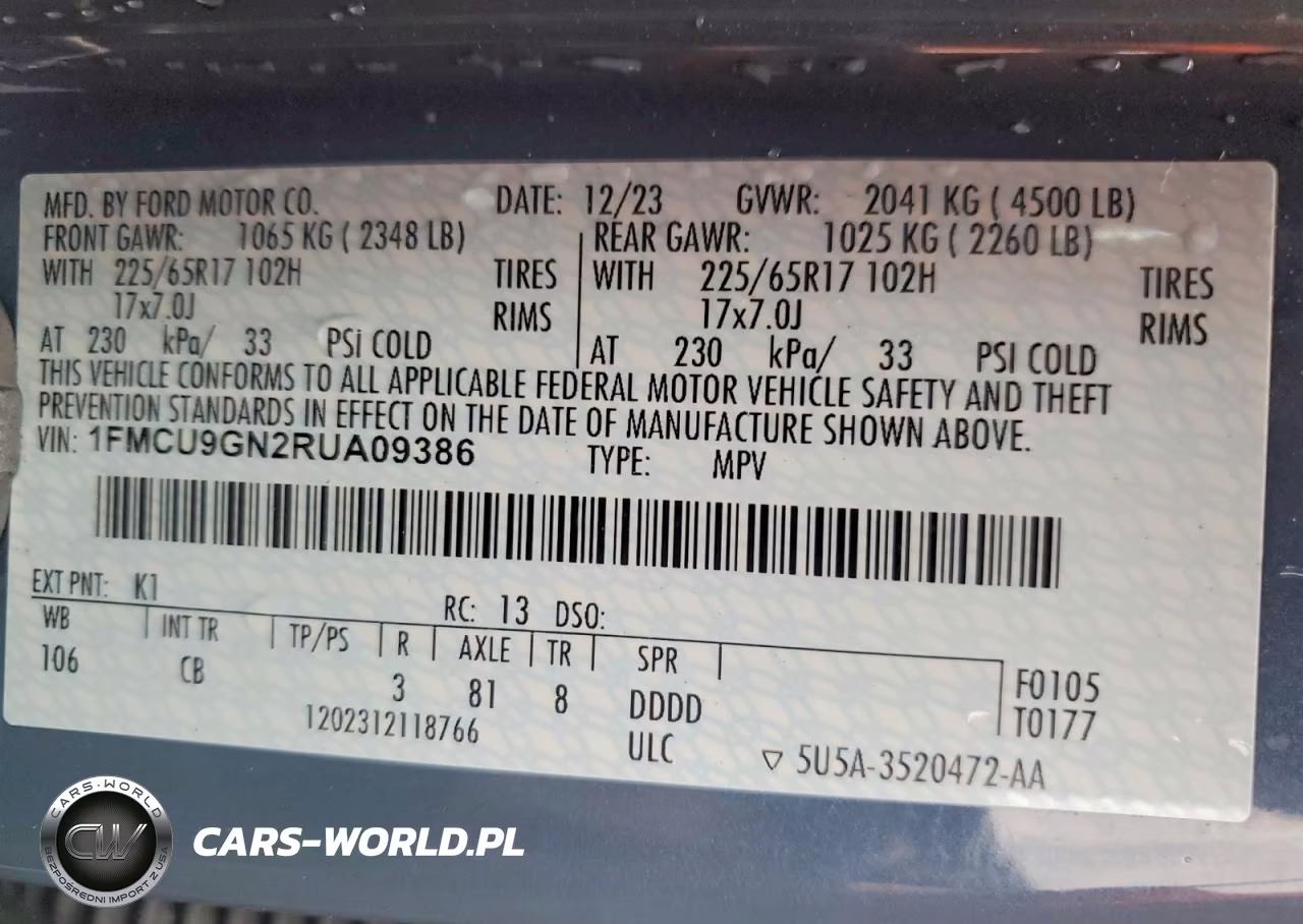 2024 Ford Escape Active VIN:1FMCU9GN2RUA09386 - 13