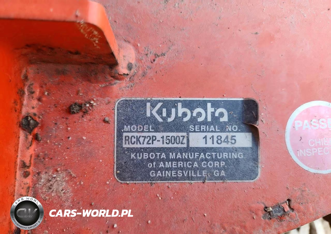 2021 Kubota Rck72P-1500Z Lawn Mower VIN:11845 - 9