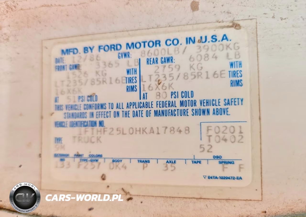 1987 Ford F250 VIN:1FTHF25L0HKA17848 - 12