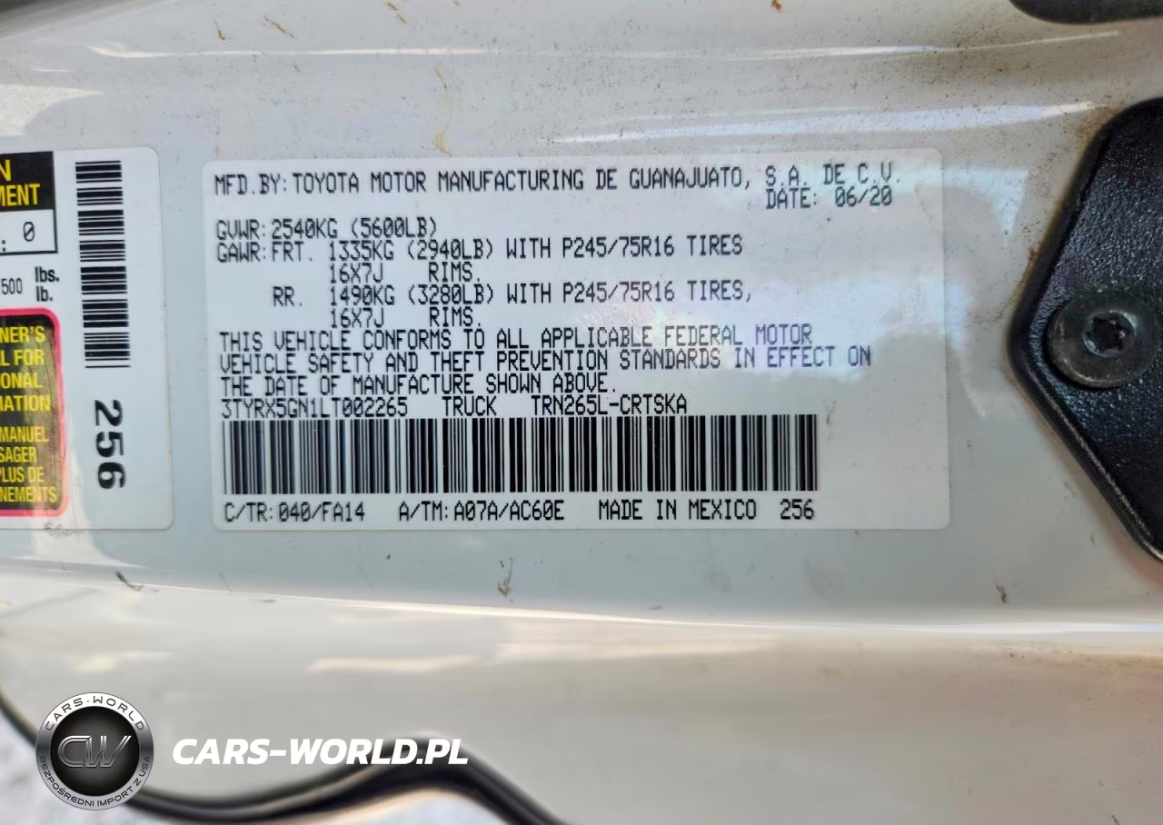 2020 Toyota Tacoma Sr VIN:3TYRX5GN1LT002265 - 12
