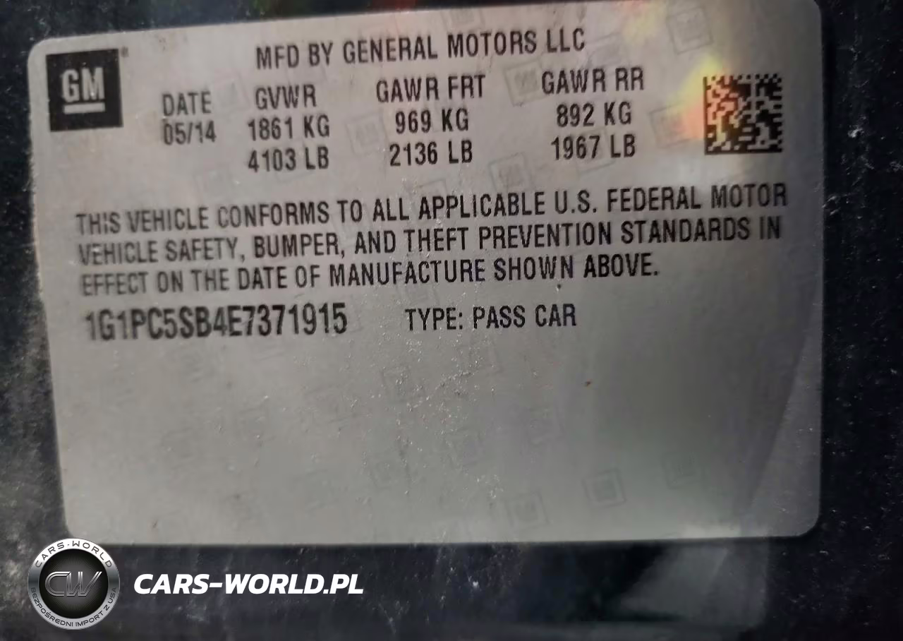 2014 Chevrolet Cruze Lt VIN:1G1PC5SB4E7371915 - 12