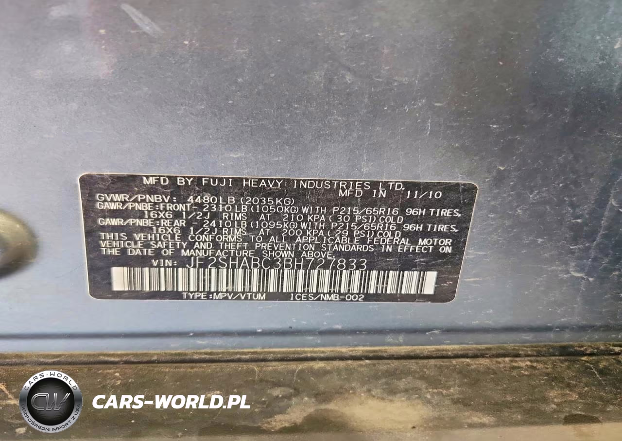 2011 Subaru Forester 2.5X VIN:JF2SHABC3BH727833 - 13