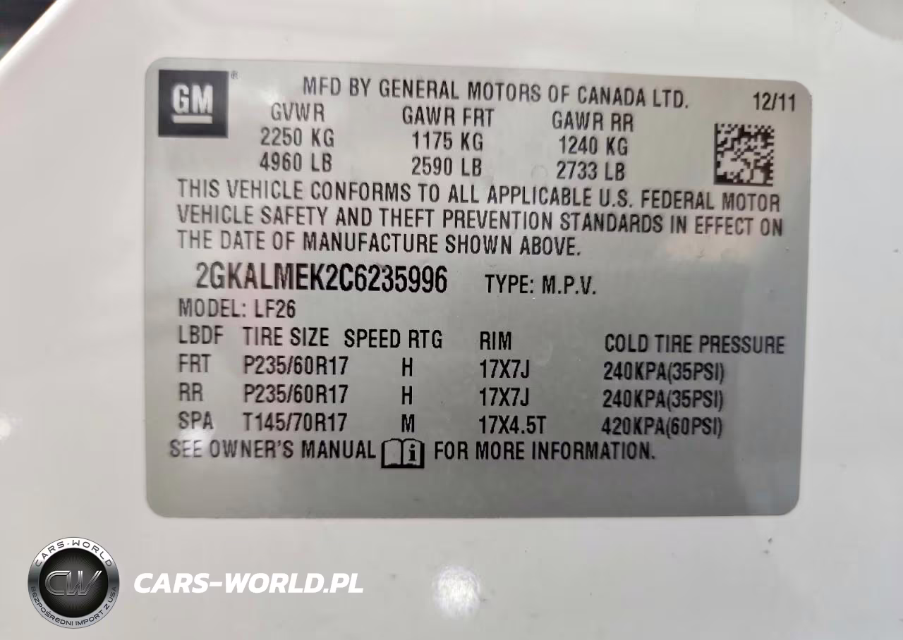 2012 GMC Terrain Sle VIN:2GKALMEK2C6235996 - 12