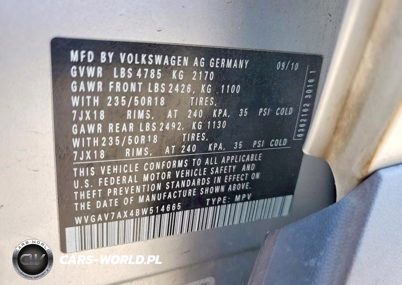 2011 Volkswagen Tiguan S VIN:WVGAV7AX4BW514665 - 13