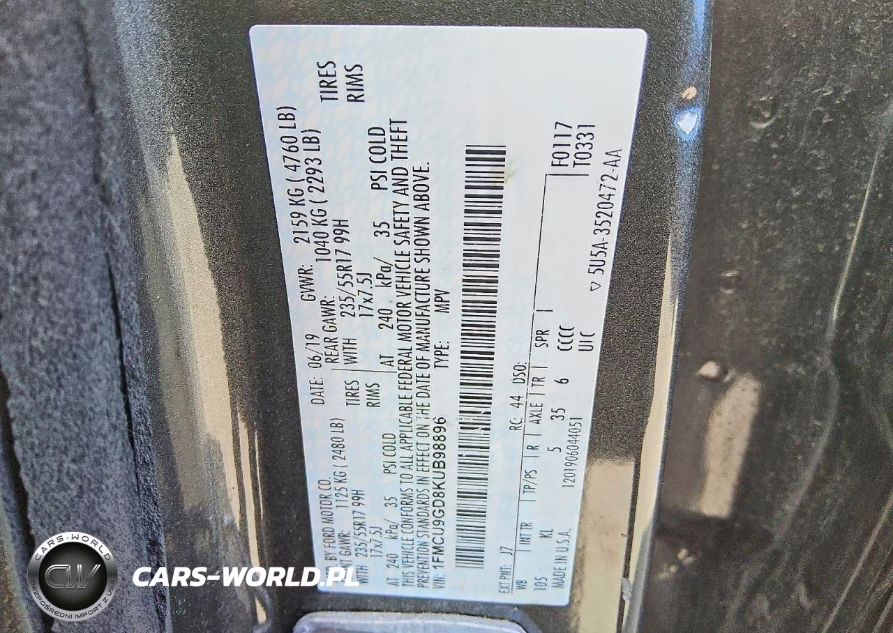 2019 Ford Escape Se VIN:1FMCU9GD8KUB98896 - 13