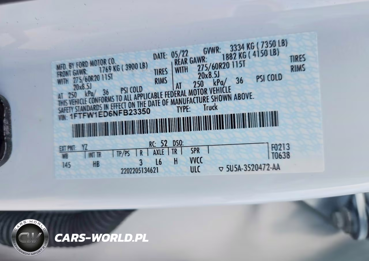 2022 Ford F150 Supercrew VIN:1FTFW1ED6NFB23350 - 12