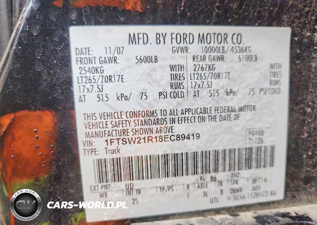 2008 Ford F250 VIN:1FTSW21R18EC89419 - 13