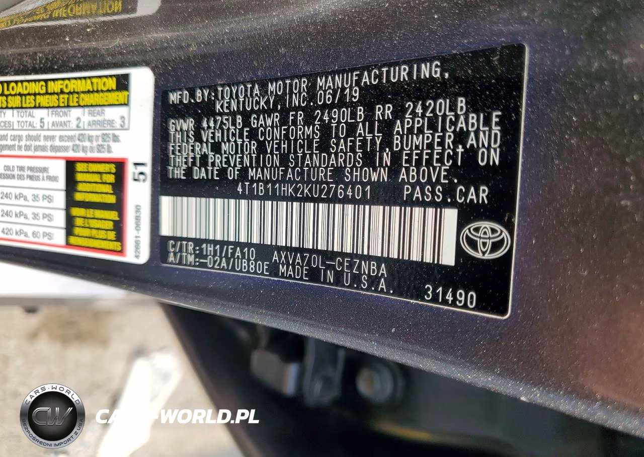 2019 Toyota Camry Le VIN:4T1B11HK2KU276401 - 12
