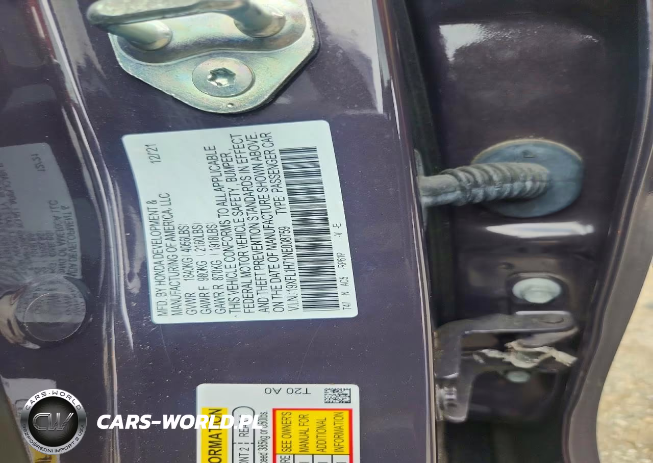 2022 Honda Civic Exl VIN:19XFL1H71NE008759 - 12