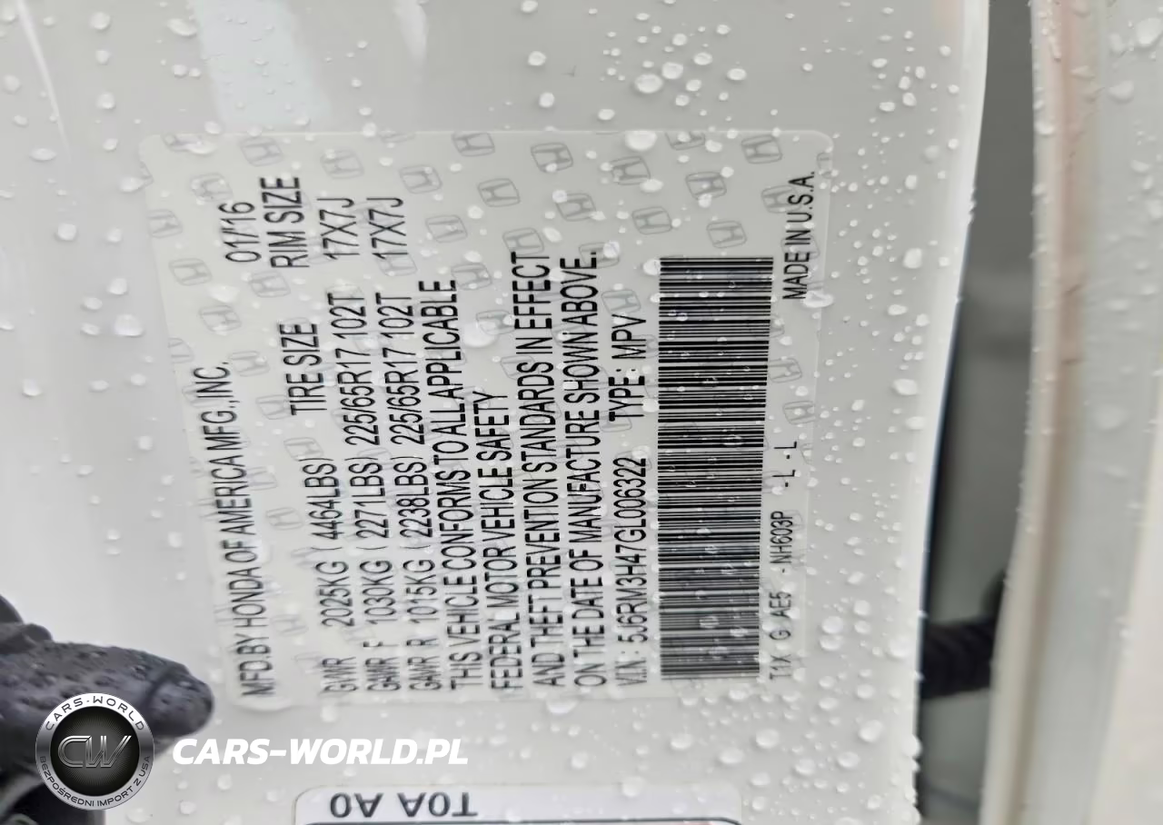 2016 Honda Cr-V Se VIN:5J6RM3H47GL006322 - 13