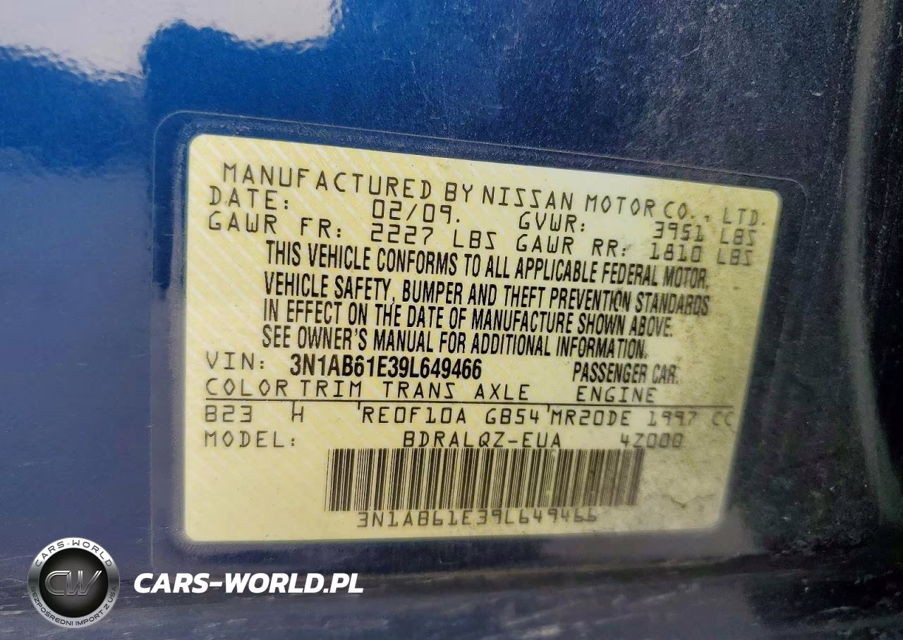 2009 Nissan Sentra 2.0 VIN:3N1AB61E39L649466 - 13