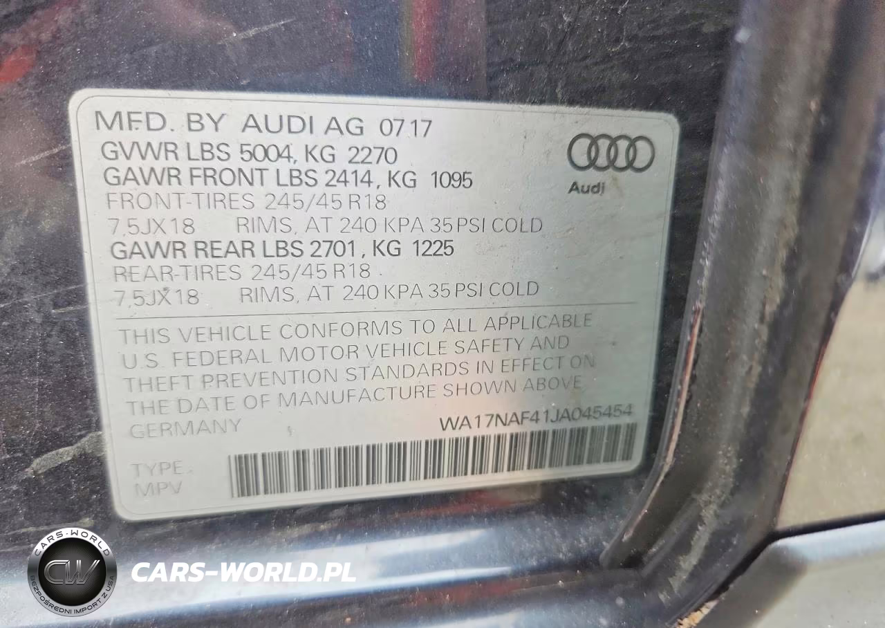 2018 Audi A4 Allroad Premium VIN:WA17NAF41JA045454 - 12