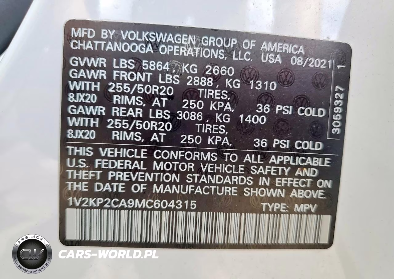 2021 Volkswagen Atlas Se VIN:1V2KP2CA9MC604315 - 13