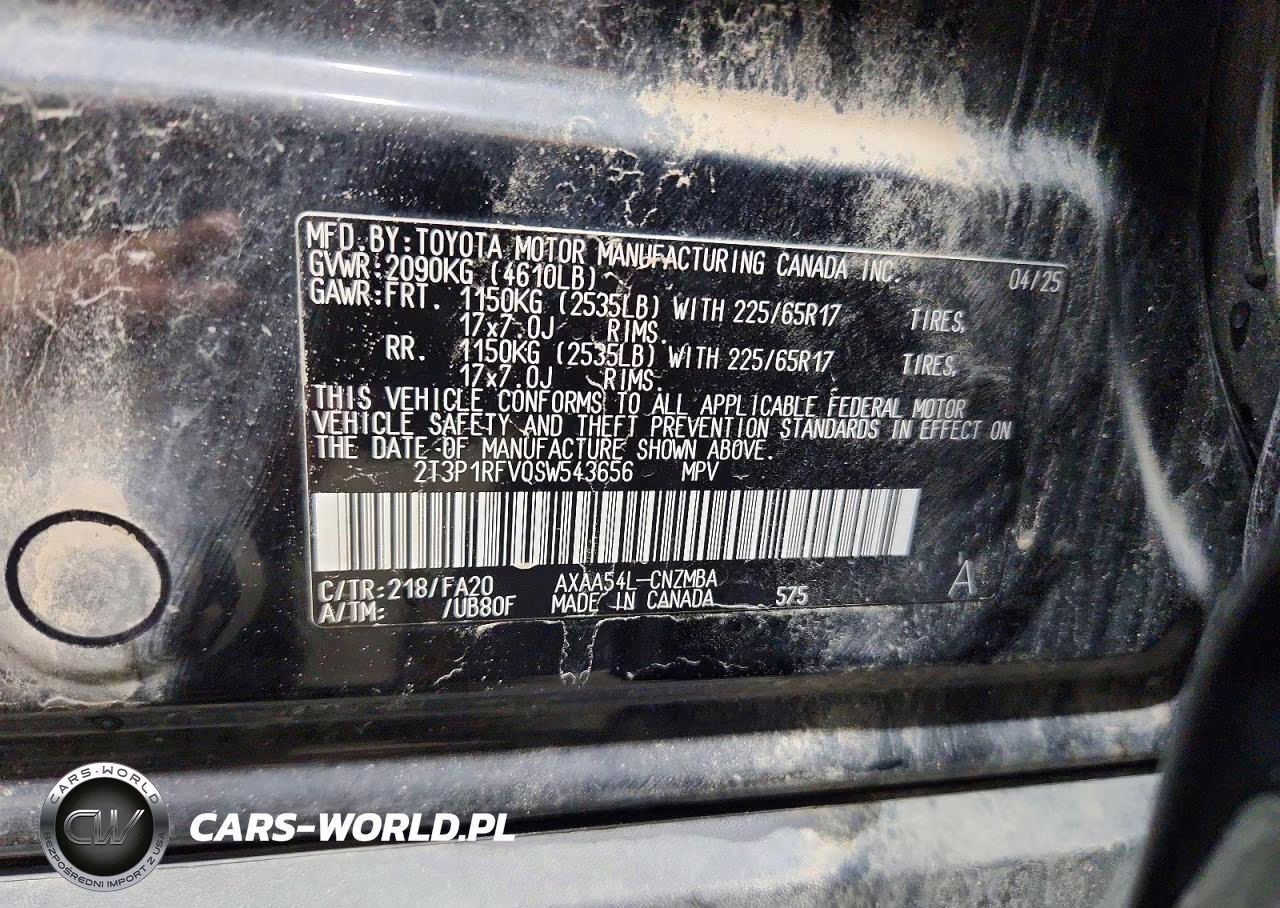 2025 Toyota Rav4 Xle VIN:2T3P1RFV0SW543656 - 13