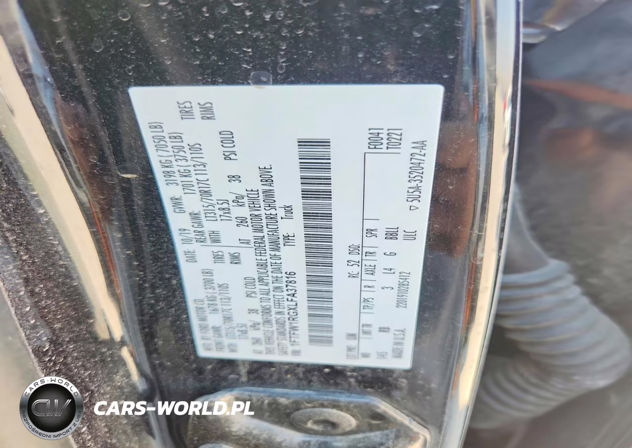 2020 Ford F-150 Raptor VIN:1FTFW1RGXLFA37816 - 12