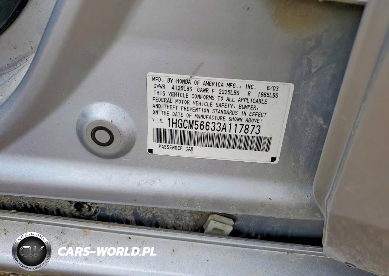 2003 Honda Accord Ex VIN:1HGCM56633A117873 - 12