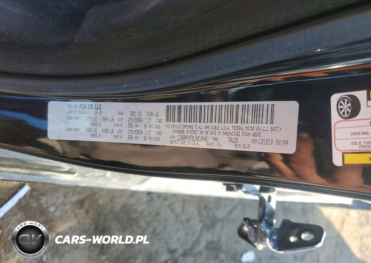 2020 Ram 1500 Limited VIN:1C6SRFHT2LN219461 - 12