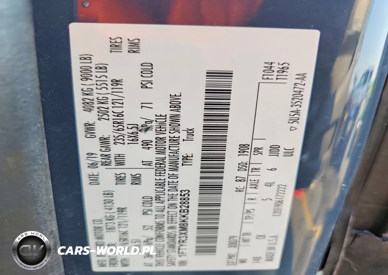 2019 Ford Transit T-250 VIN:1FTYR3XM8KKB28853 - 13