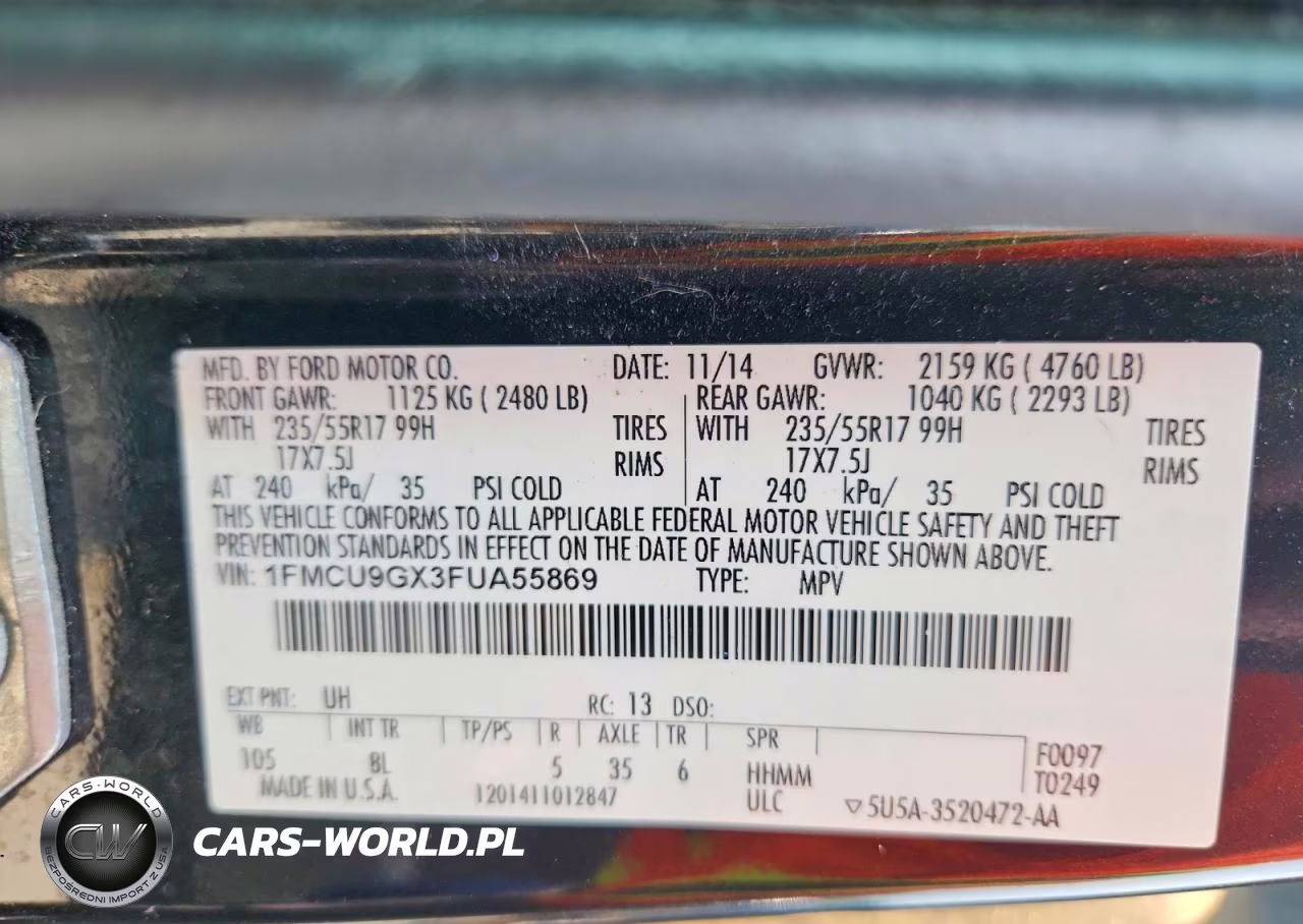 2015 Ford Escape Se VIN:1FMCU9GX3FUA55869 - 13