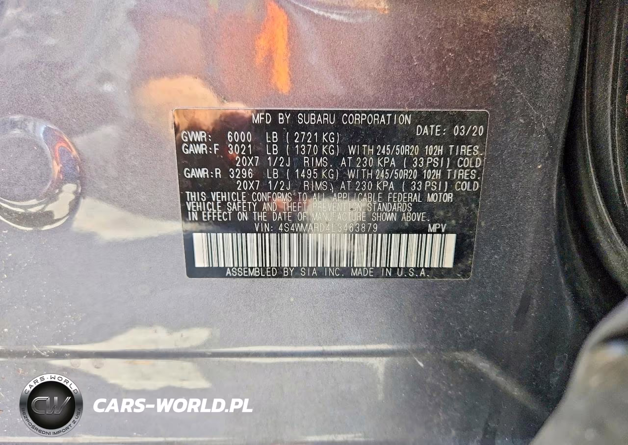 2020 Subaru Ascent Touring VIN:4S4WMARD4L3463879 - 13