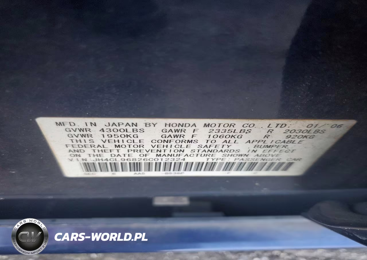 2006 Acura Tsx VIN:JH4CL96826C012324 - 12