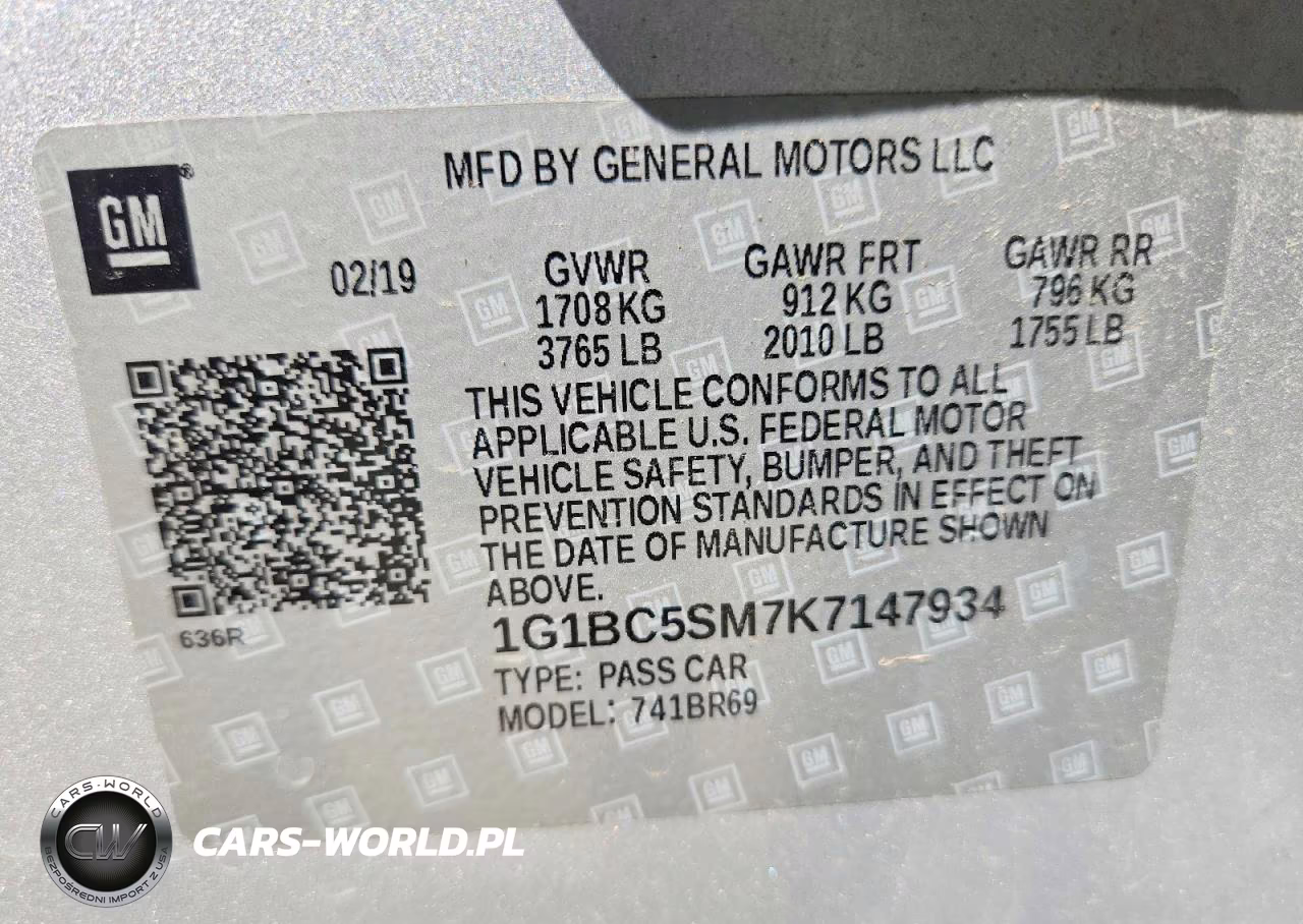 2019 Chevrolet Cruze Ls VIN:1G1BC5SM7K7147934 - 12