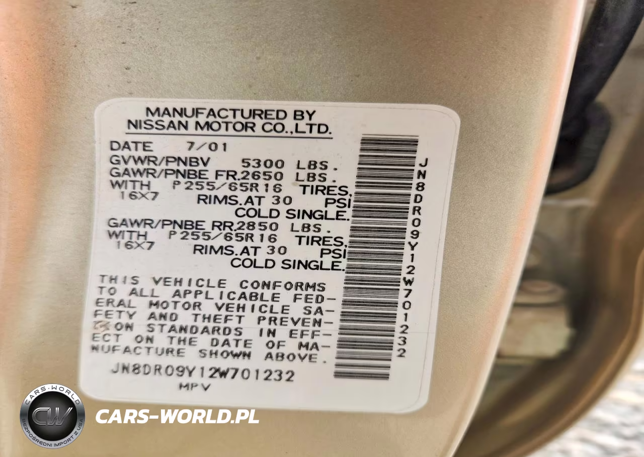 2002 Nissan Pathfinder Se VIN:JN8DR09Y12W701232 - 13
