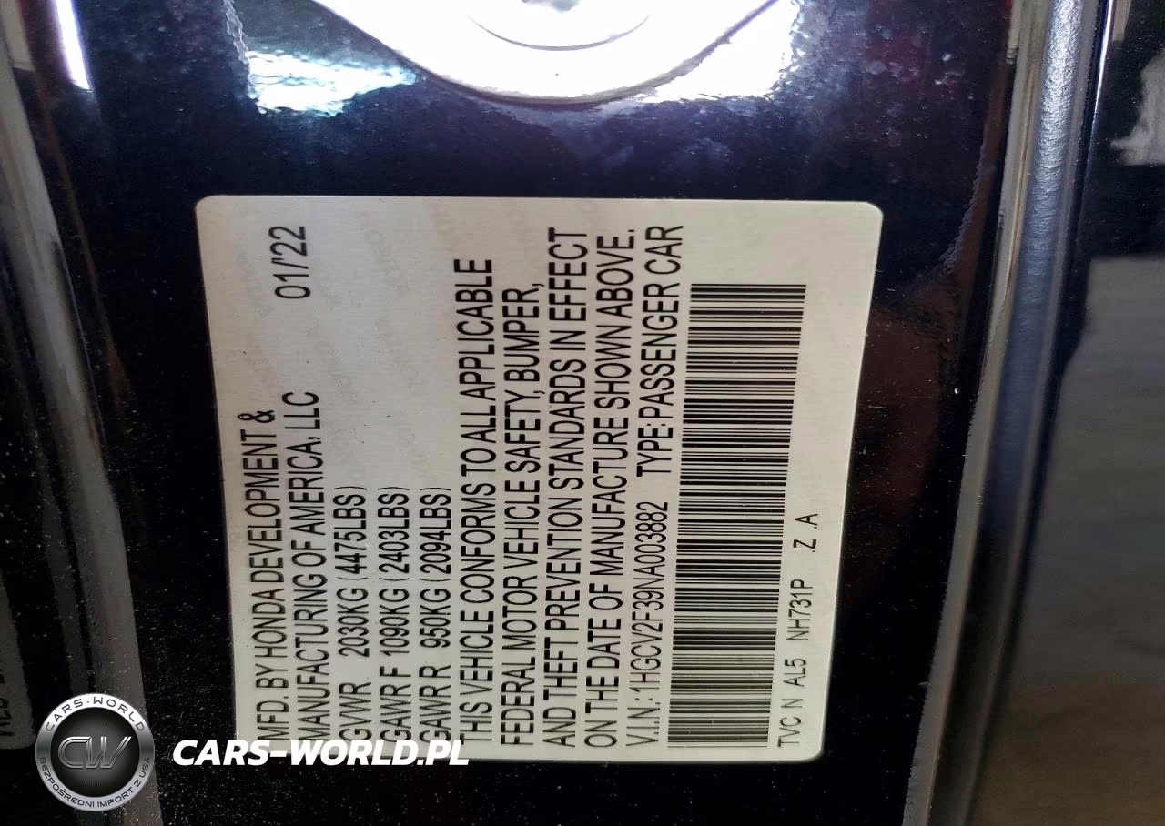 2022 Honda Accord Sport VIN:1HGCV2F39NA003882 - 13