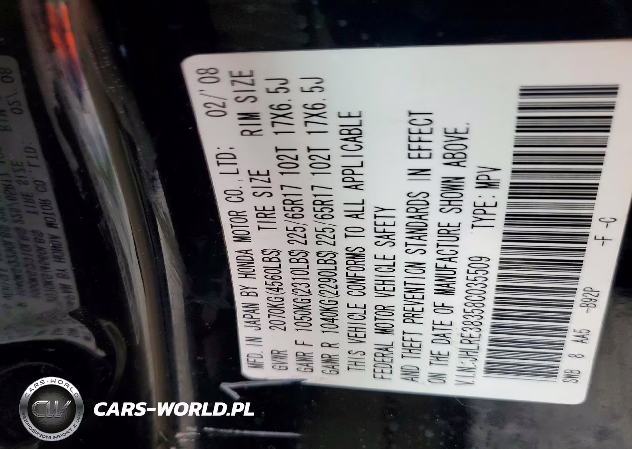2008 Honda Cr-V Lx VIN:JHLRE38358C035509 - 13