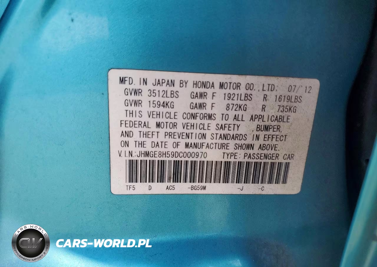 2013 Honda Fit Sport VIN:JHMGE8H59DC000970 - 12