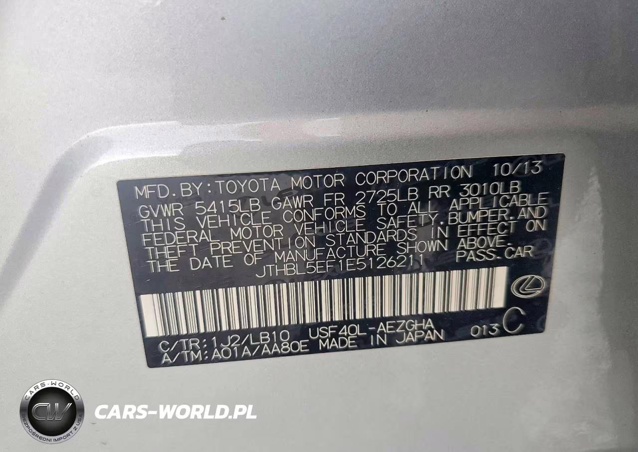 2014 Lexus Ls 460 VIN:JTHBL5EF1E5126211 - 12