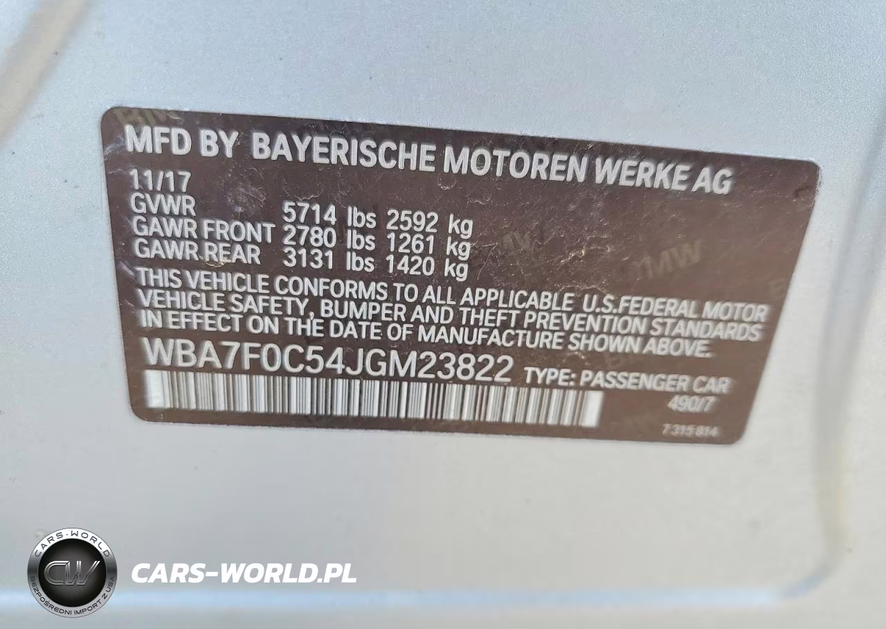 2018 BMW 750 I VIN:WBA7F0C54JGM23822 - 12