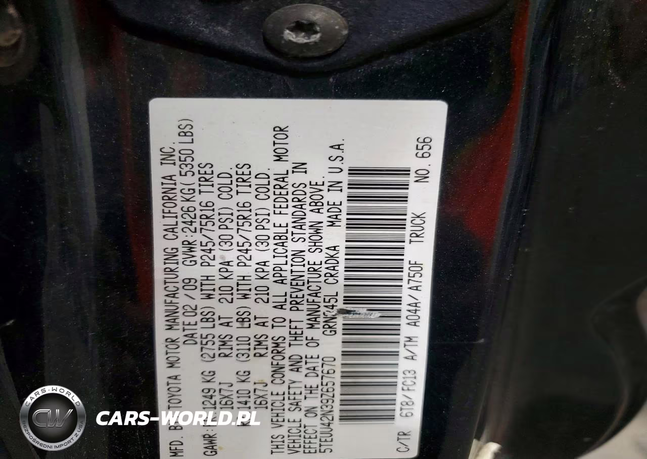 2009 Toyota Tacoma V6 VIN:5TEUU42N39Z657670 - 12