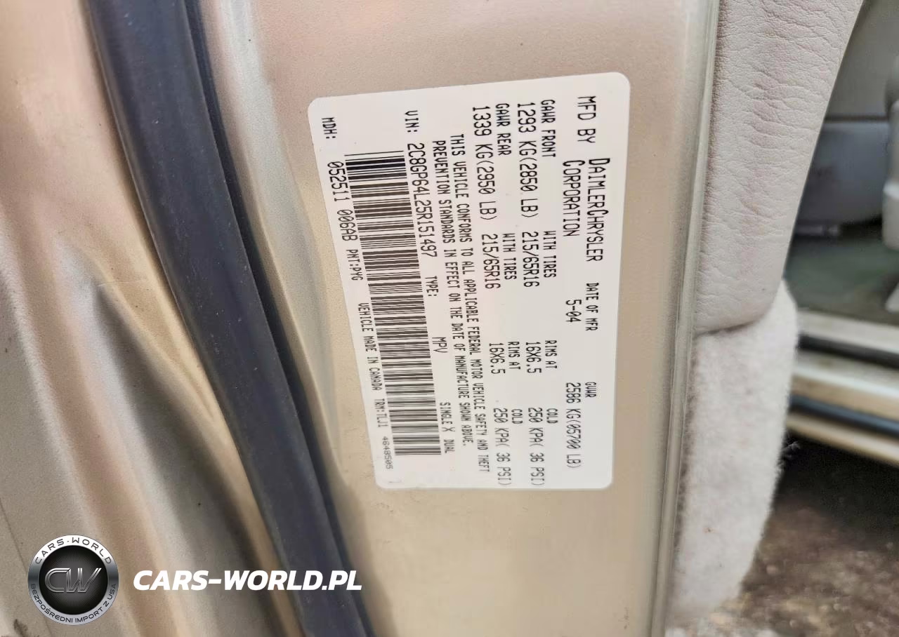2005 Chrysler Town & Country Limited VIN:2C8GP64L25R151497 - 13