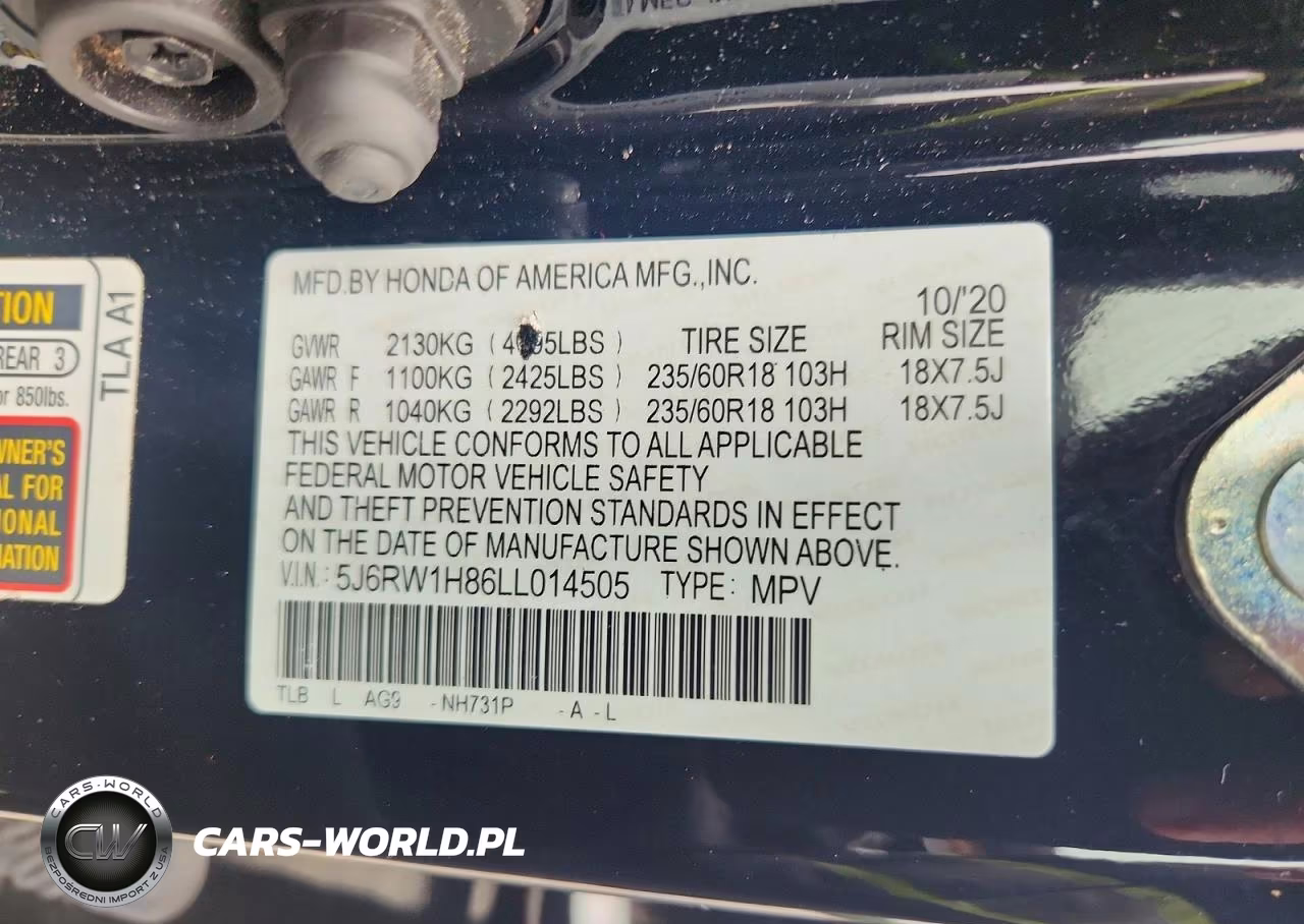 2020 Honda Cr-V Exl VIN:5J6RW1H86LL014505 - 13